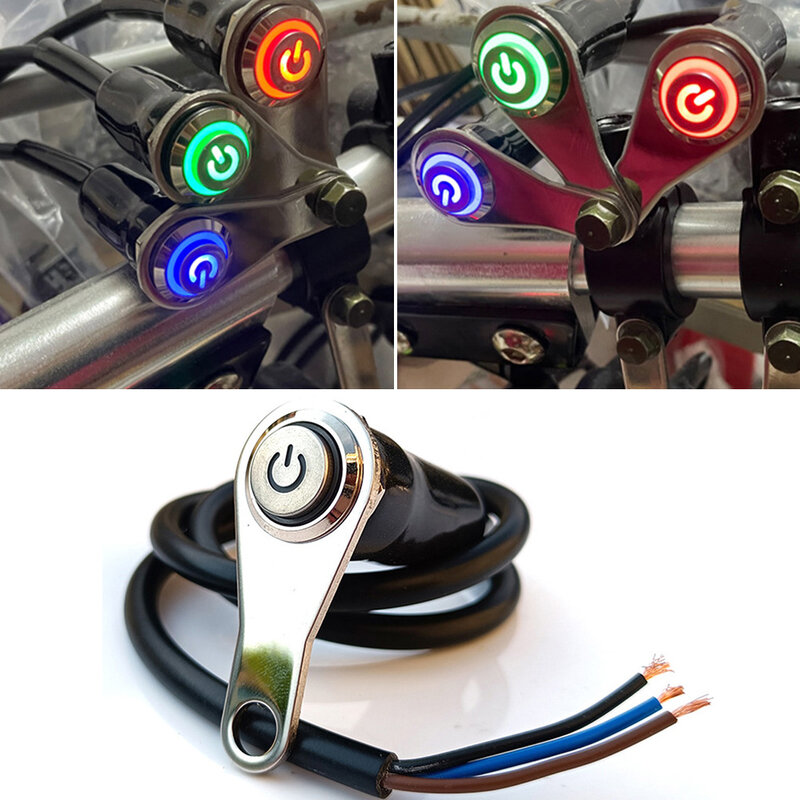LED Motorcycle Switch ON+OFF Handlebar Mount Aluminum Alloy Waterproof 12V Fog Light Lamps Motorbike Horn Push Button Switch