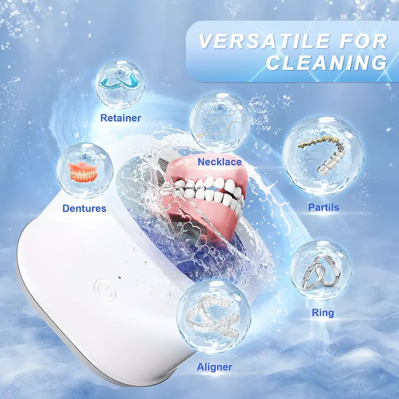 Kunphy Haushalts Ultraschall reiniger 46kHz Ultraschall reinigungs maschine 7,5 Unzen profession elles Prothesen bad für falsche Zahn halter