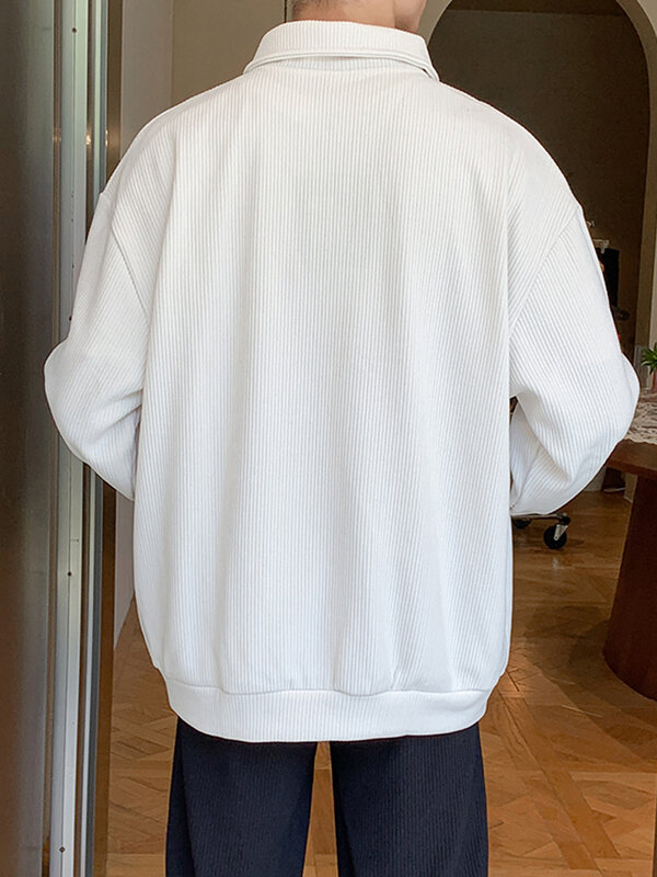 Bluzy męskie jesień nowy nabytek w stylu amerykańskim Vintage luźny casualowy wzór jednolita odzież wierzchnia cały mecz Ropa Para Hombre Harajuku