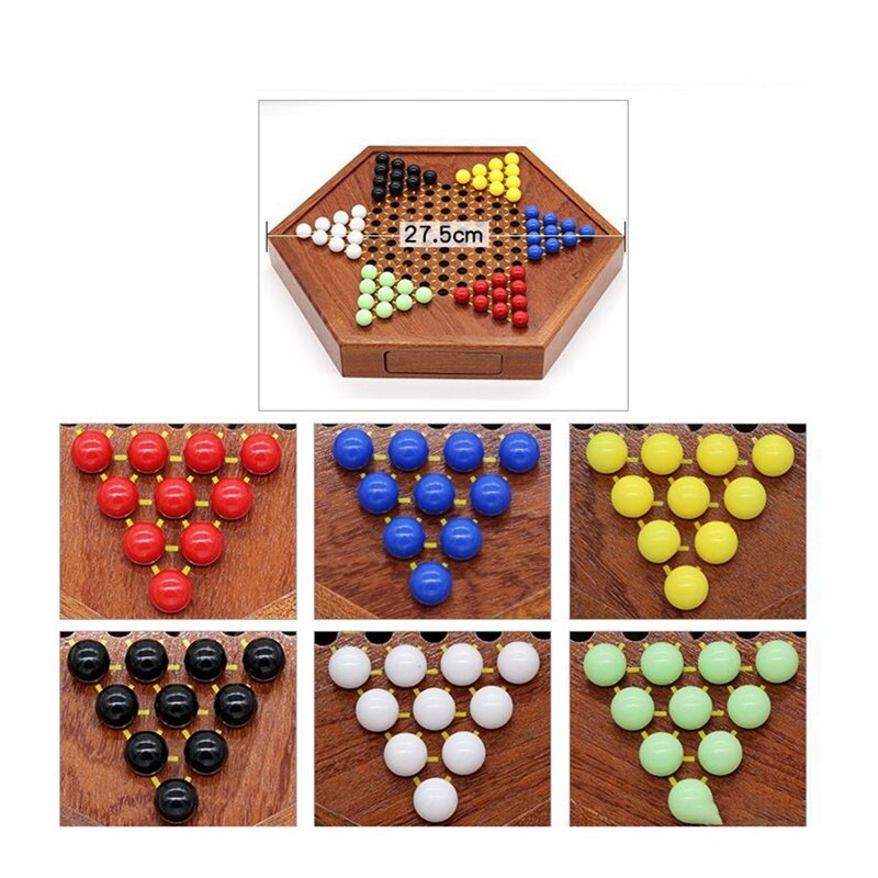 Conjunto de madeira Hexagon Drawer Board, acrílico Bead Checkers, Puzzle para crianças e adultos