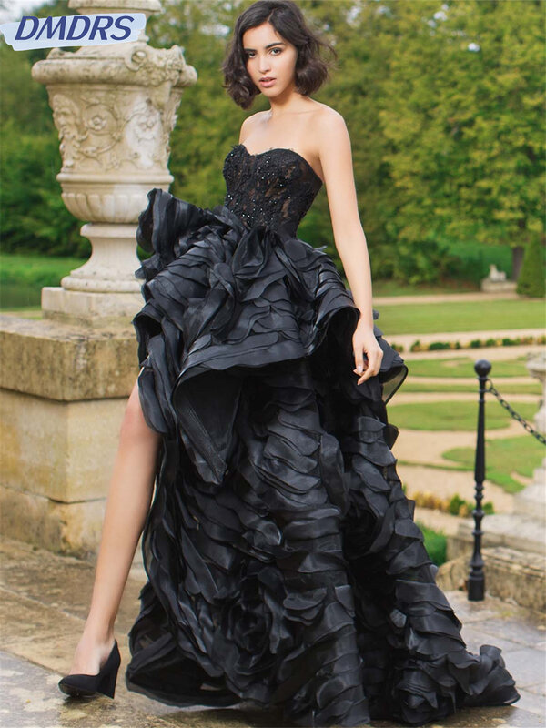 Indah 3D Appliqué gaun Prom 2024 seksi belahan samping gaun malam bergaya lantai gaun Vestidos De Novia