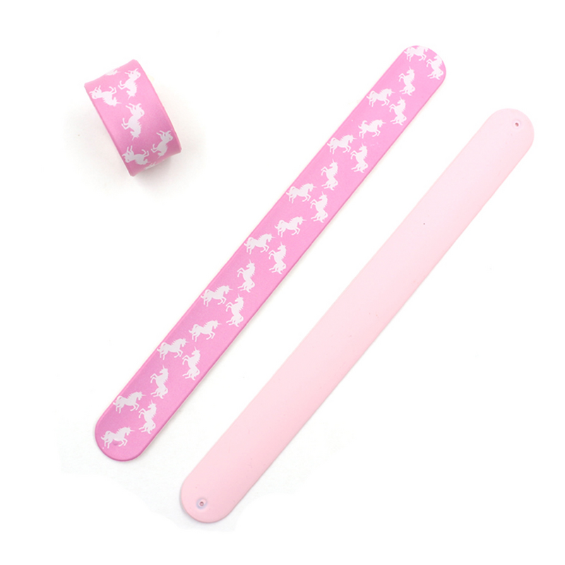 Unicorn Pattern Bracelets Silicone Lining Wristband Patting Hand Band Party Favor Gift for Children Kids (Pink)