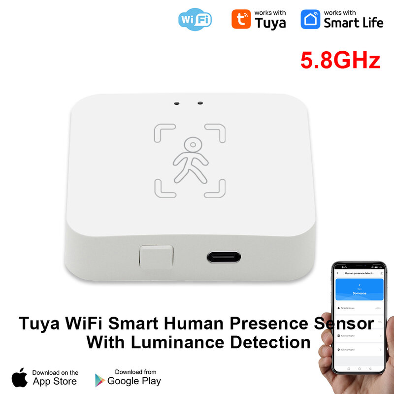 Tuya WiFi Human Presence Detector Smart Life MmWave Radar Pir Motion Sensor with Luminance Distance Detection Home Automation