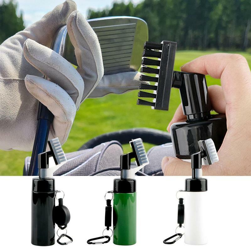 Escova plástica portátil do sulco do clube do golfe, limpador do golfe com garrafa de água, auto-contido