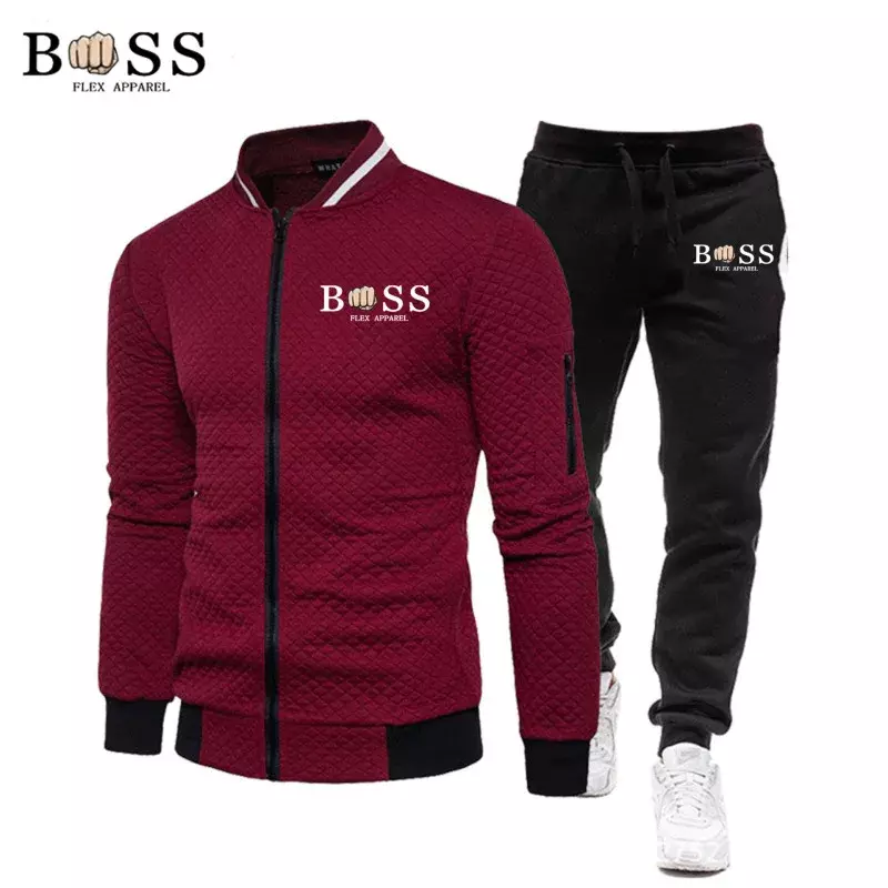 Men's jacket trouser suit Men's sportswear Printed casual fashion top Cotton jacket suit men's jogging suit