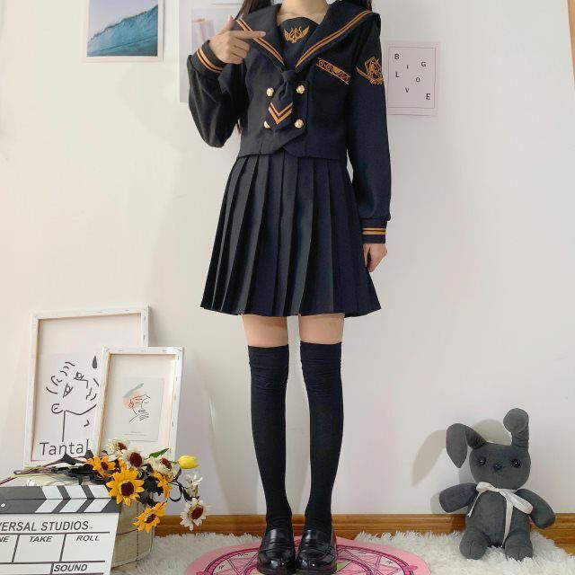 탄성 허리 일본 학생 소녀 교복 단색 JK 정장 주름 치마, 짧은/중간/긴 여고생 치마