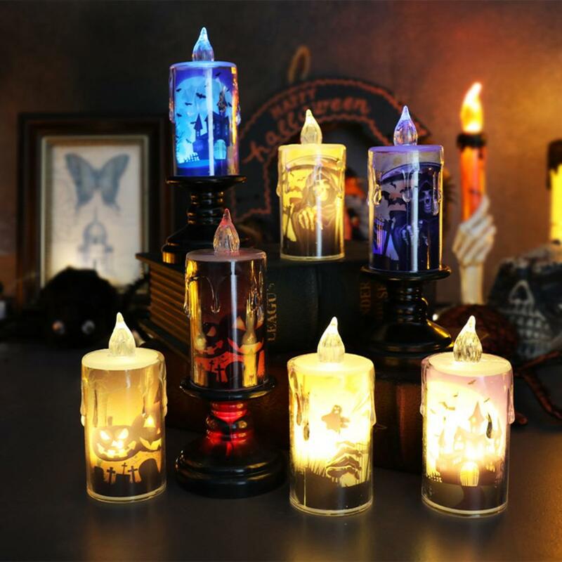 شمعة هالوين تعمل بالبطارية لجميع القديسين ، ضوء شمعة تحت عنوان ، جماجم عصبي ، القرع ، أشباح