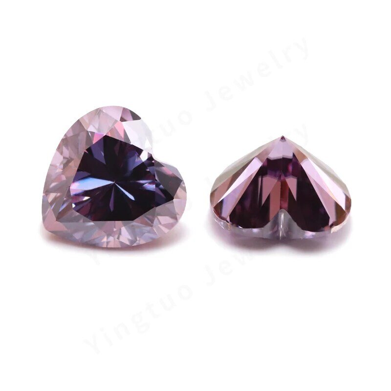 Moissanite Stone Heart Cut Royal Purple Gemstone 8*8mm 2ct Synthetic Diamond for DIY Charms Women Jewelry Making