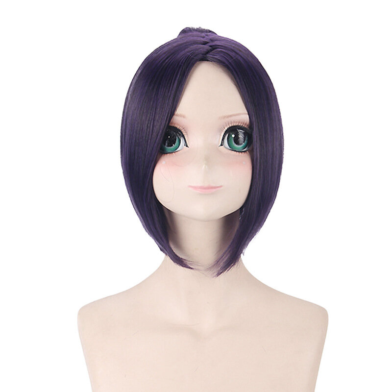 35CM Black Blue Purple Cosplay Hair Middl Part Wig Fake Hair Extension Synthetic Anime Wig  Party Wig