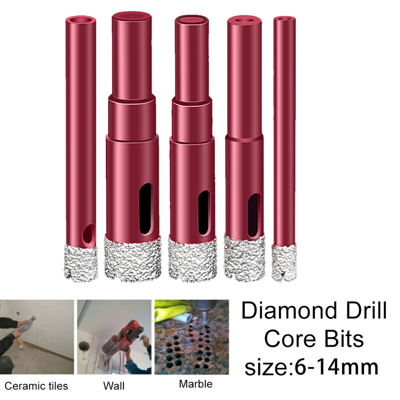 Broca de diamante seca para rebarbadora, broca manual, perfuração, cerâmica, telhas vitrificadas, mármore, peças de ferramentas de granito, 6mm, 8mm, 10mm, 12mm, 14mm, 1PC