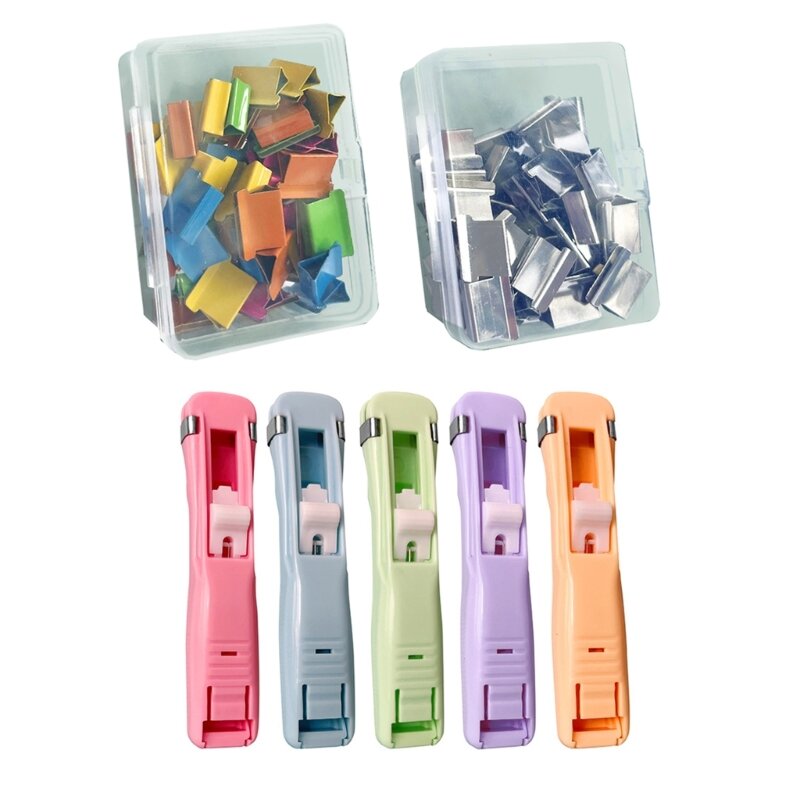 R9CB Clam Clips Dispensers, Portable Handheld Paper Clam Clips Dispenser Paper Clam Clips Refills for Fixing Loose Leaf Paper
