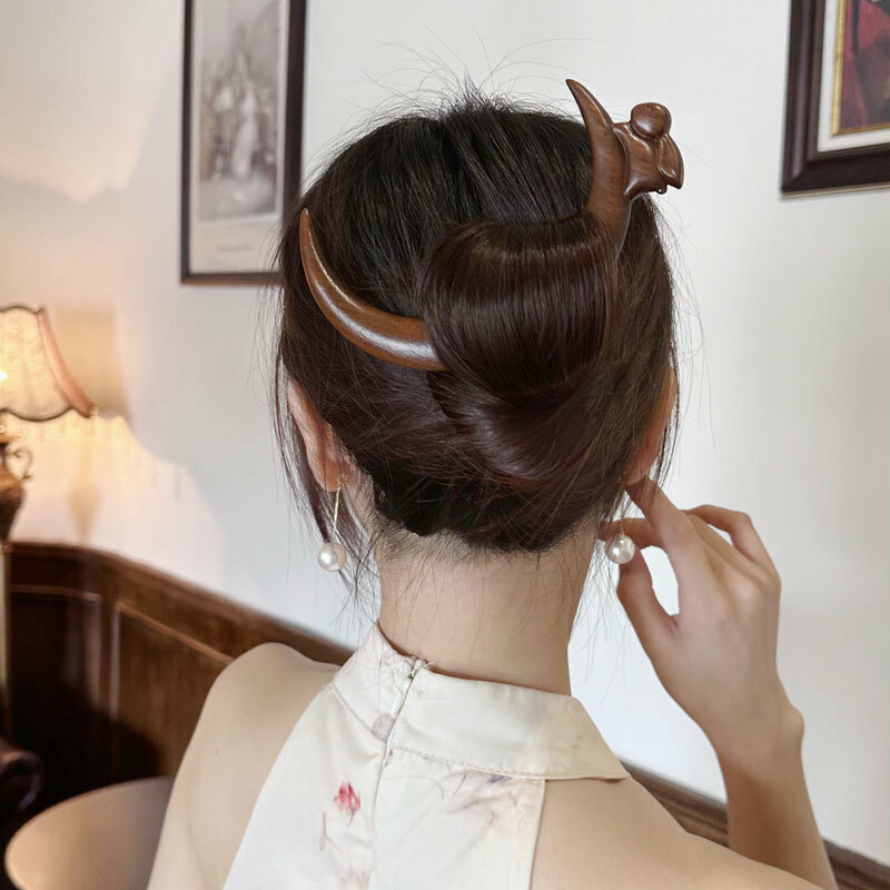 Crescent Moon Haar Gabel Ramadan Hand Geschnitzte Holz Haar Sticks für Frauen Lange Haar Kamm Haar Styling Mode Haar Zubehör