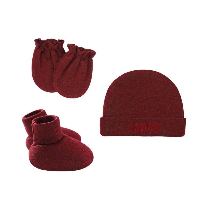 Хлопковая шапочка для новорожденных, комплект чехлов для ног, однослойный комплект для новорожденных