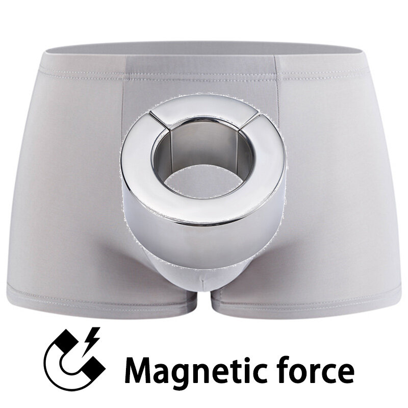 Man Sport Magnetic Boxers Ring Chastity 304 Stainless Steel Metal Underwear Device Lingerie Boxing Shorts Couple Gym Panties