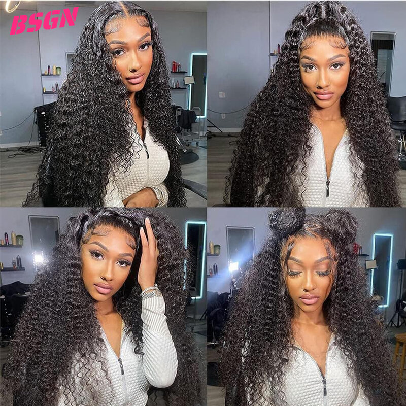Kinky Curly Brazilian Virgin Human Hair Wigs HD Transparent Lace 13x4 Lace Front Wig Curly Human Hair For Women PrePlucked 180%