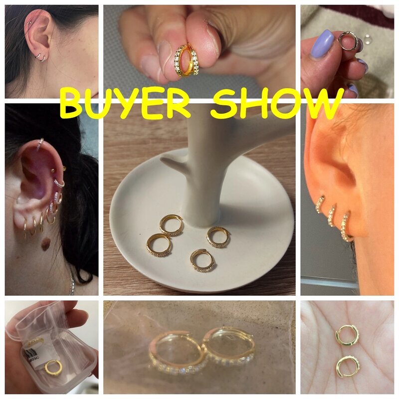 CANNER Real 925 Sterling Silver Hoop Earrings for Women Round Circle Earring Zircon Piercing Earings personalized Trend Jewelry