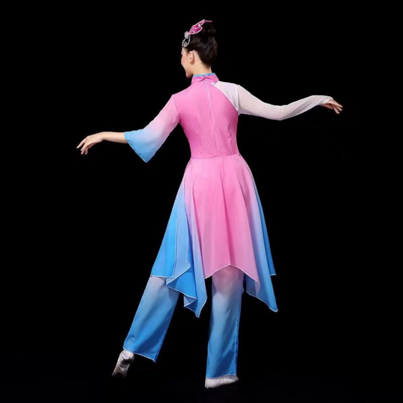 Roupas de dança chinesa das mulheres hanfu trajes de dança clássica feminino elegante fã dança yango desempenho roupas ternos