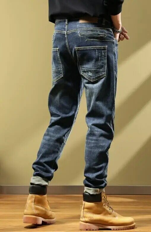 Frühling Herbst amerikanische Stile Männer Jeans Multi Reiß verschluss hohle Slim Fit Spleißen Jeans hose