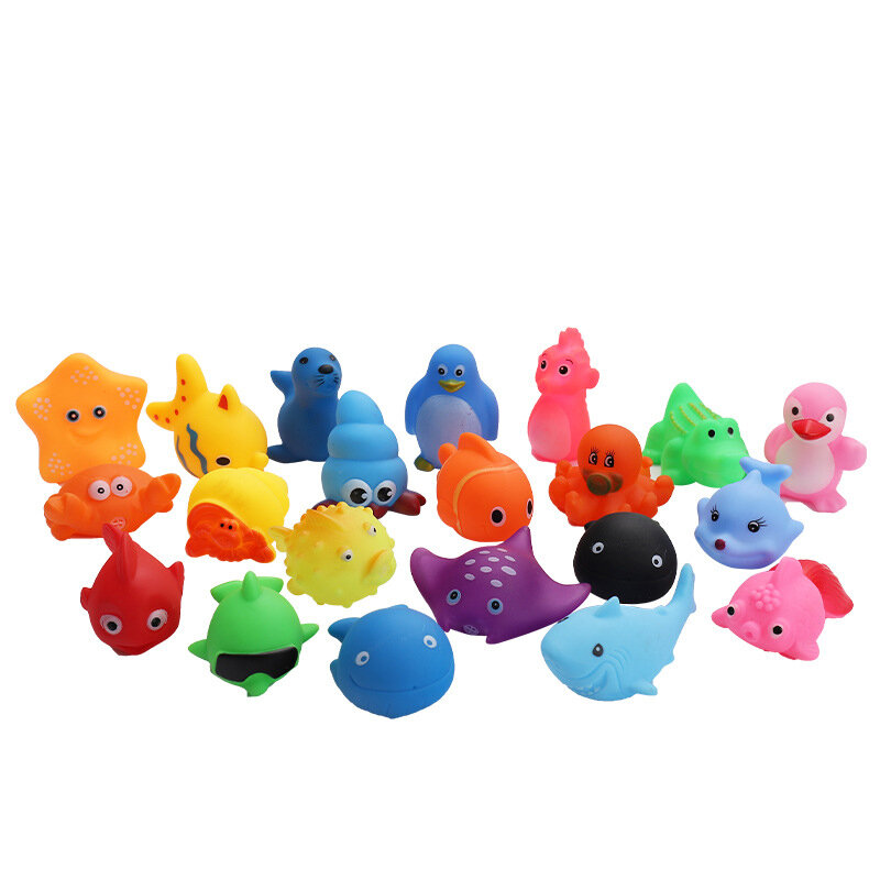 Bath Toy Animals Swimming Water Toys Mini Colorful Soft Floating Rubber Duck Squeeze Sound Funny Gift For Baby Kids