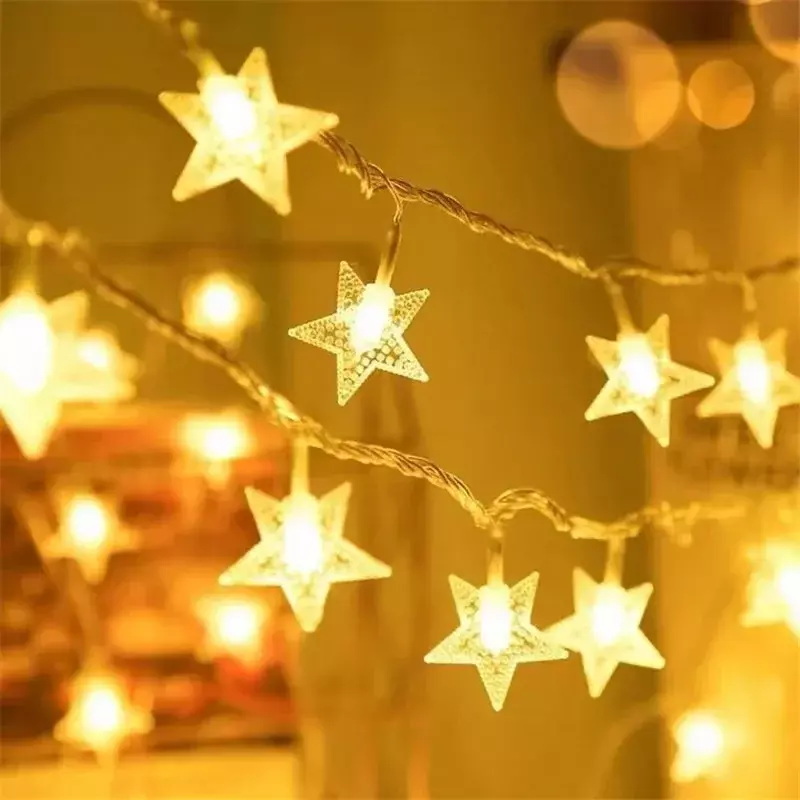 Lampu Tali Bintang Dioperasikan Baterai 10M Lampu Peri LED Pesta Natal Pernikahan Rumah Luar Ruangan Dekorasi Teras Lampu Berkelip