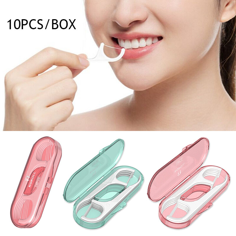 10 Stück tragbare Zahnseide Aufbewahrung sbox Reisen Camping praktische saubere Zahnseide Stick Mundpflege Zahnseide Pick Spender