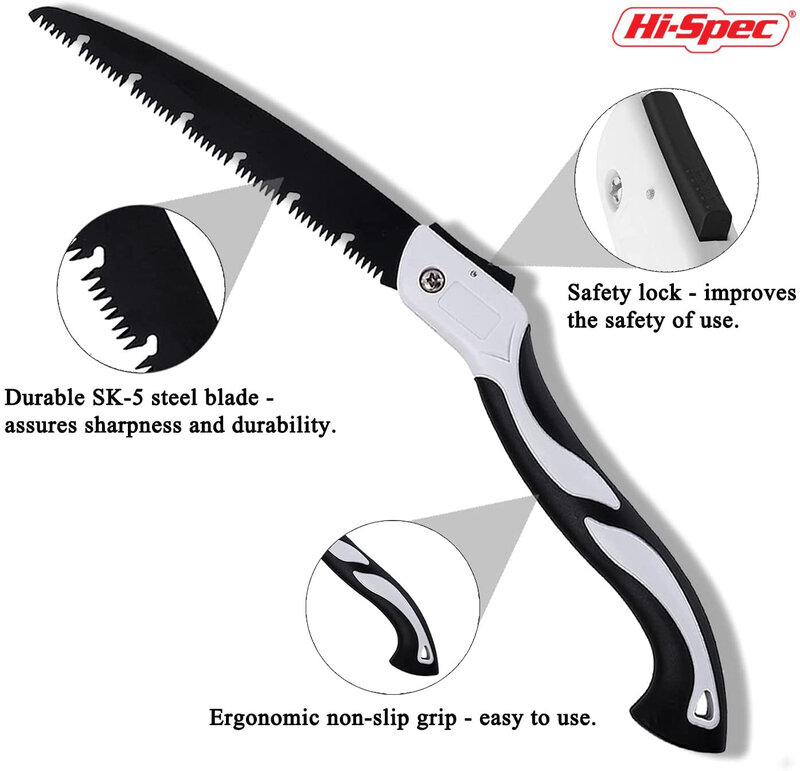 Hi-Spec Multifunctional Folding Saw Blade Hand Collapsible Saw Woodworking Cutting Tool SK5 Steel Blade Soft Rubber Pruning Saw