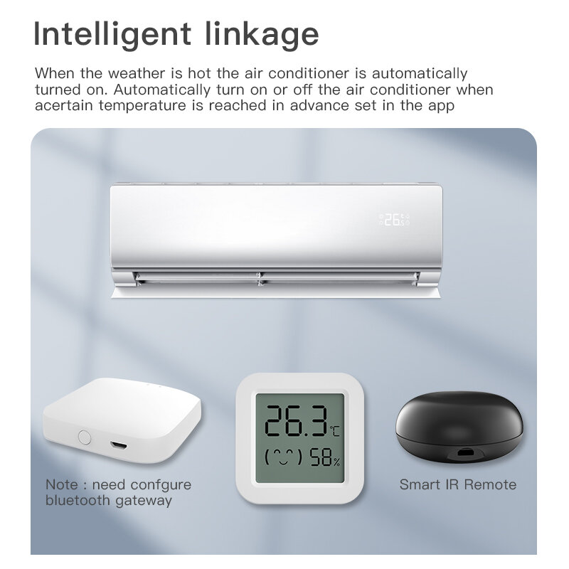 Tuya-Smart Home Sensor de Temperatura e Umidade com Tela LCD, WiFi, Funciona com Alexa, Google Assistant, Vida Inteligente, Umidade Temp