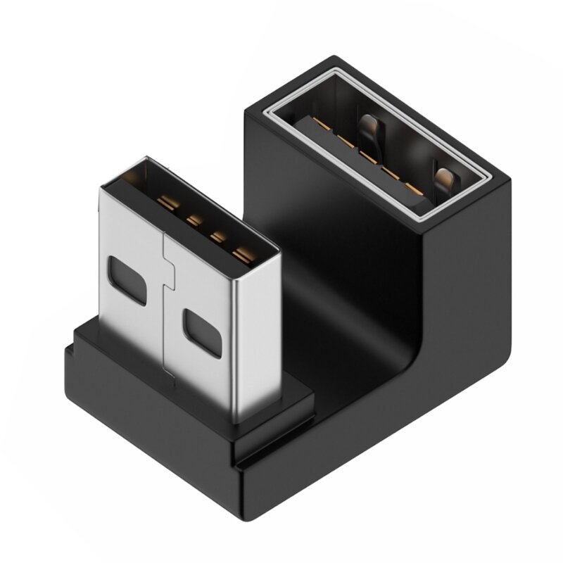 USB ângulo esquerdo e direito 90 graus, conector macho para fêmea, adaptador para PC