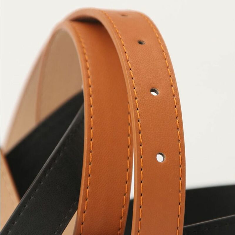 Retro Women Belt High Quality Simple Style Round Buckle Pants Bands PU Adjustable Leather Belts Jeans
