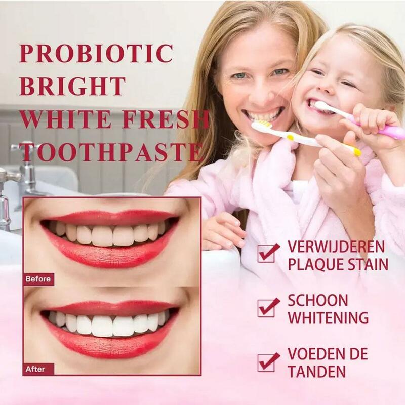 Pasta de dientes probiótica, pasta de dientes blanqueadora con brillo, protege las encías, respiración fresca, limpieza bucal, cuidado de la salud dental 100