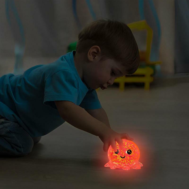 Glowing Octopus Squeeze Toy Soft Squid Sensory Bubble Vent Ball Funny Stress Relief Sensory Toy Gifts for Children Adults