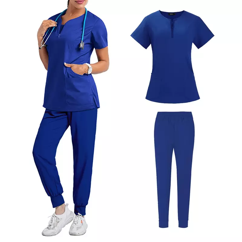 Wholesale Nursing Sets Stretch Beauty Salon Workwear Medical Surgical Uniforms Pet Hospital Doctor Nurse Accessories Scrub Suit