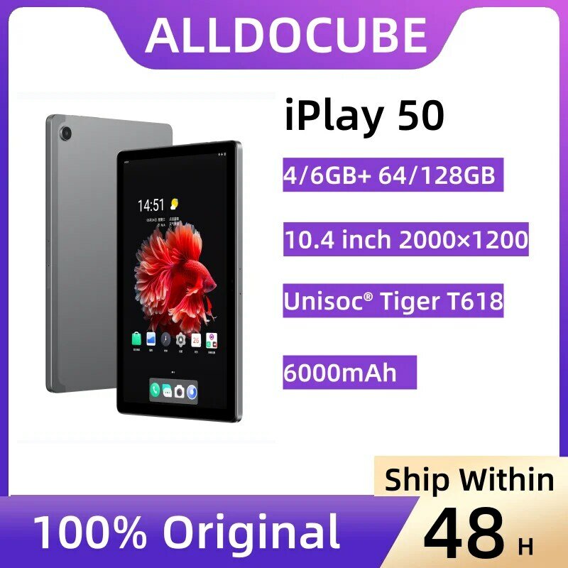 Alldocube iplay50 Tablet 128 inci unisex, Tablet RAM 4/6GB ROM 64/10.4 GB 6000 inci Octa Core Android 13 GPS, ponsel pad mAh Google play
