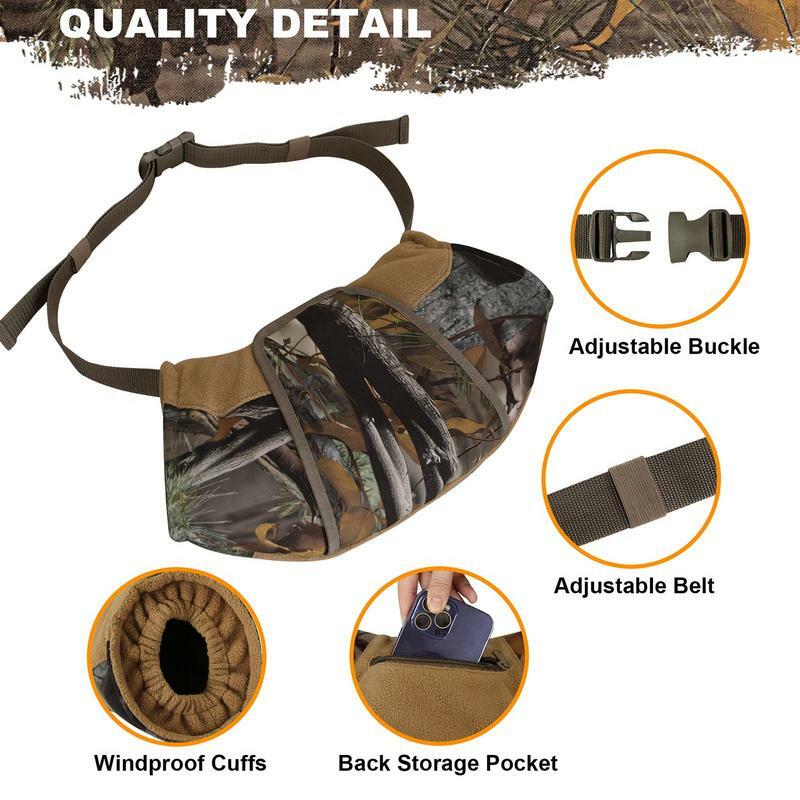 Camo Fleece Hand Muff for Men Zipper Hand Warmers with Viewing Window Design Insulated Warmer for Fishing Hiking Camping Ice