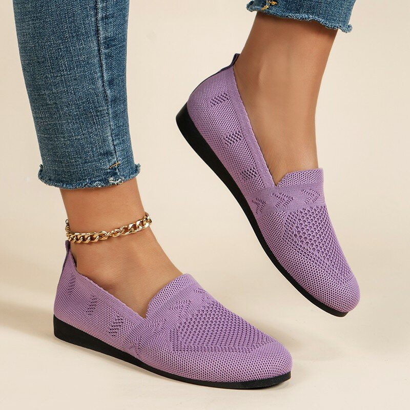 Zapatos informales ligeros y transpirables para Mujer, mocasines bajos versátiles De malla, sin cordones, Color sólido, 39