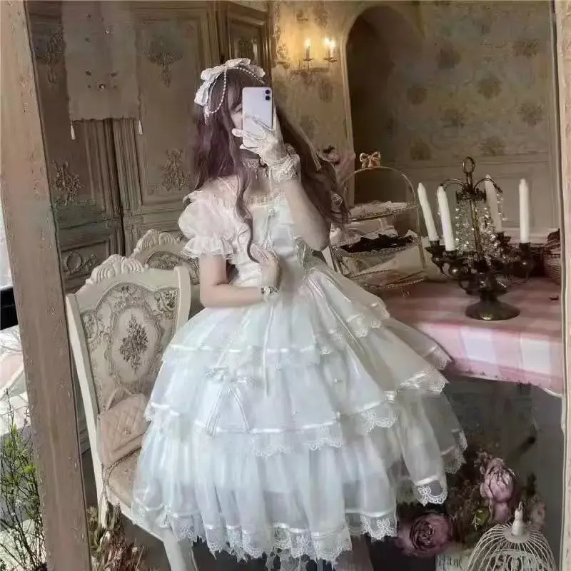 Palast wunderschöne Lolita Kleid Flucht Prinzessin Blume Hochzeit Fee Sommer Tee Party Vintage Kleid Kawaii Lolita Kleid
