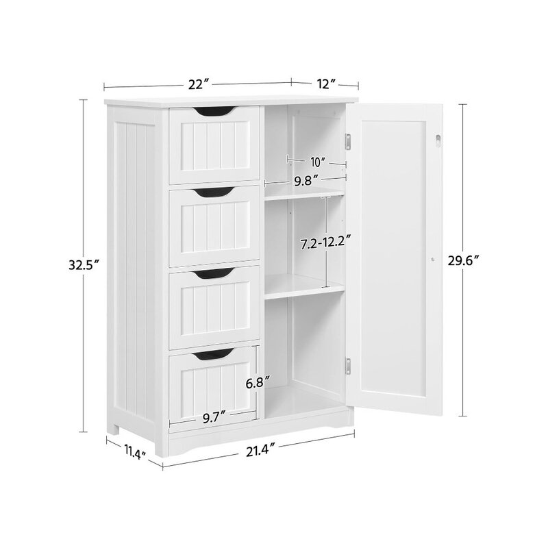 خزانة تخزين جانبية خشبية مع 4 أدراج وخزانة واحدة ، وحدة تخزين مدخل قائمة بذاتها ، طاولة كونسول