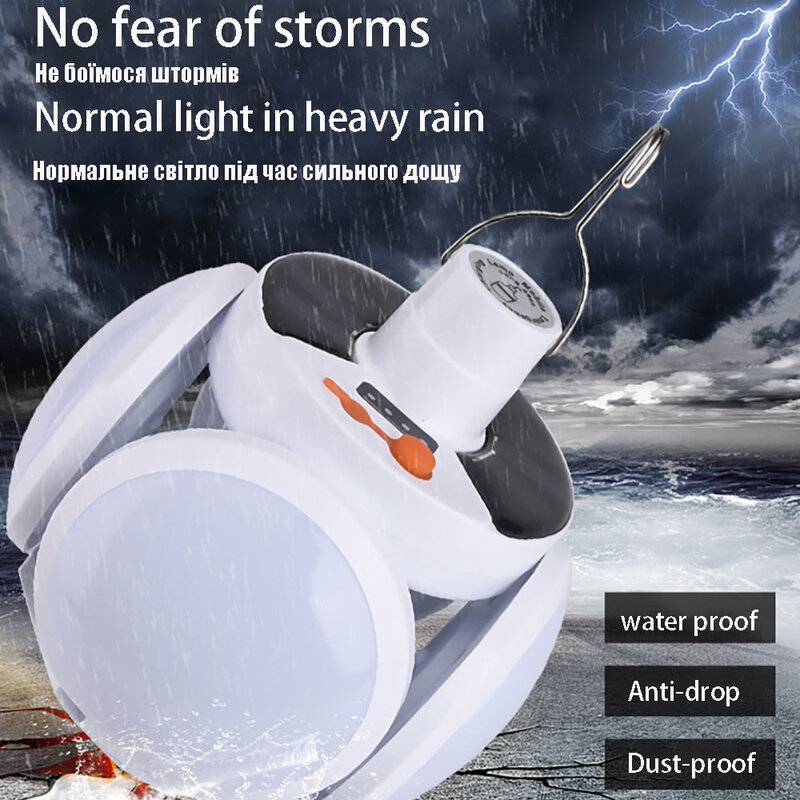 Portable Light High Power Rechargeable Led Lamp Solar Outdoor Lamp Camping Tent Lantern Emergency Bulb Powerful Flashlight Light