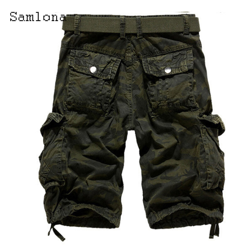 Plus Size Herren Cargo Shorts Sommer halbe Hosen europäische Mode Reiß verschluss Tasche Shorts Männer Outdoor Vintage Camouflage Shorts