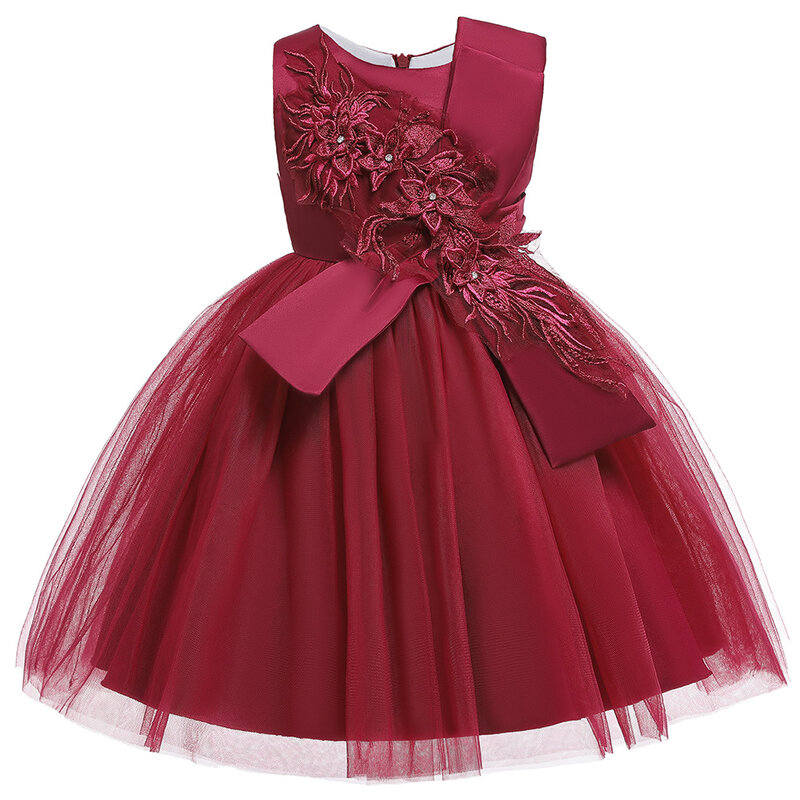 Платье для девочки с цветами, платье принцессы, платье для девочки, пушистое Сетчатое платье