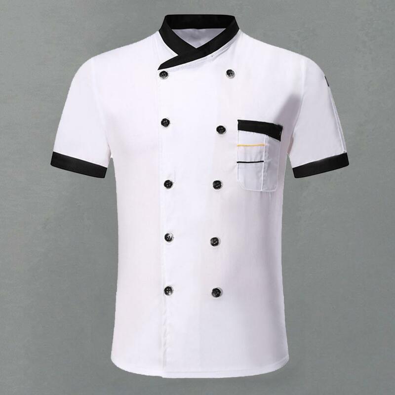 Chef Shirt Super Breathable Cardigan Cook Kitchen Uniform Short Sleeves Diner Cook Kitchen Uniform Restaurant Garment