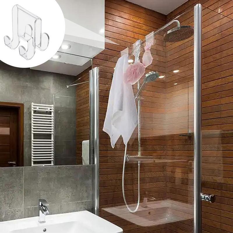 Kait handuk mandi untuk kaca kait pintu kaca gantungan handuk alat penyimpanan bebas lubang untuk pakaian jubah dan kain lap