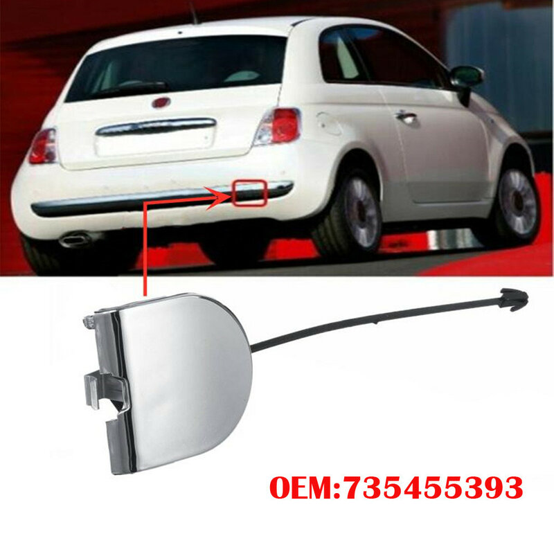 Car Tail Bumper Tow Hook Cover Cap For -Fiat 500 2007-2012 Rear Bumper Towing Eye Cover Chrome #735455393 Accessories Parts