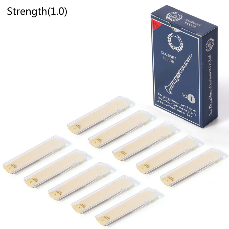 10 PCs Clarinet Reeds With Portable Case Repair Parts Reed Accessory Clarinet Reeds Strength 1.0 1.5 2.0 2.5 3.0 3.5