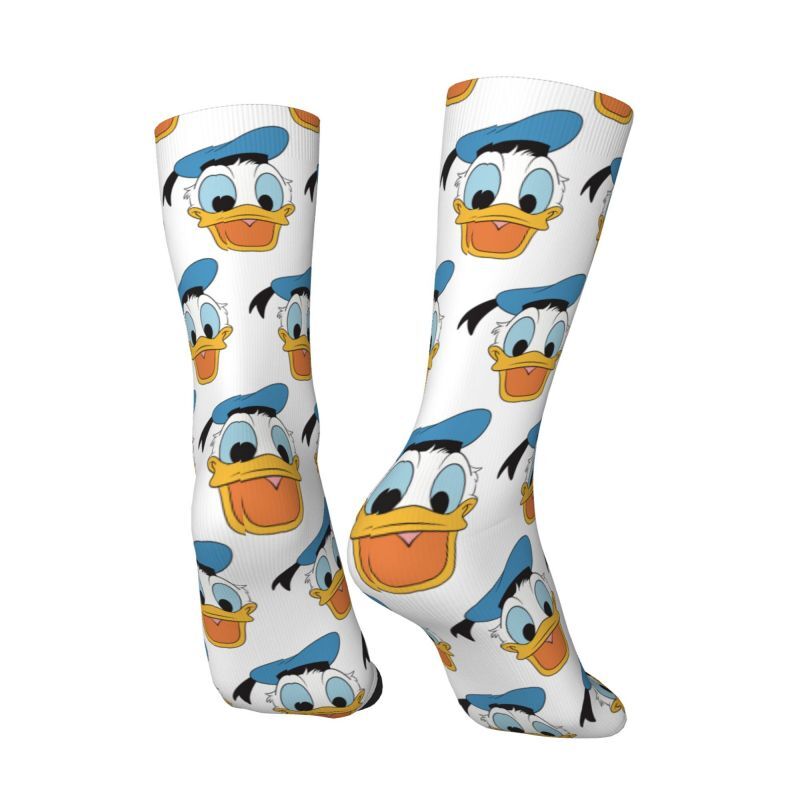 Meias de vestido feliz Donald Duck para homens e mulheres, Novidade Cartoon Anime Crew Socks, moda quente