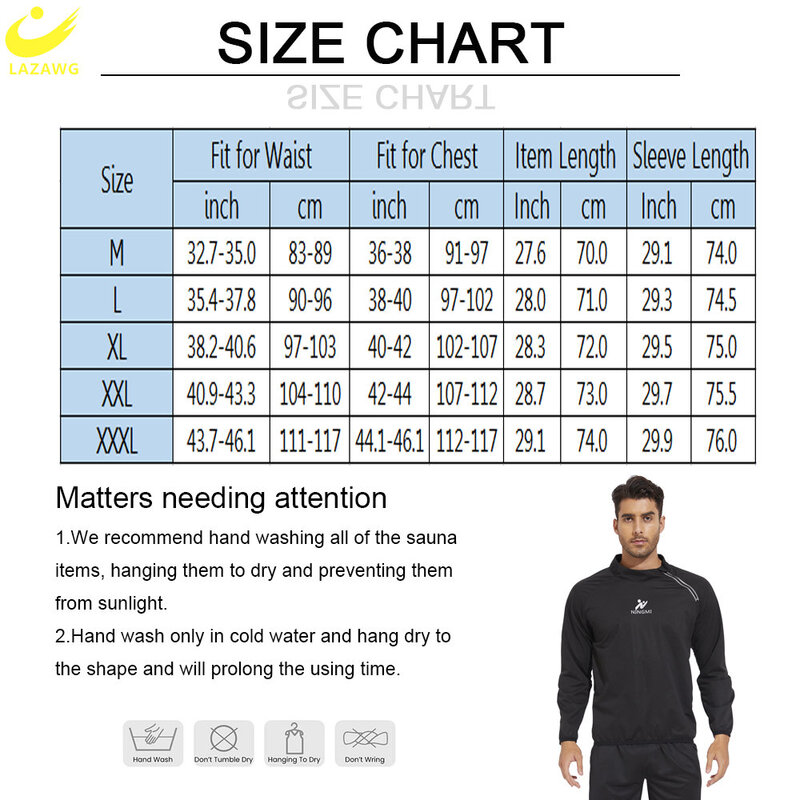 LAZAWG Sauna Top for Men Sweat Long Sleeves Weight Loss Shirt Thin Fat Burning Fitness Sportwear Slimming Suit Gym Body Shaper