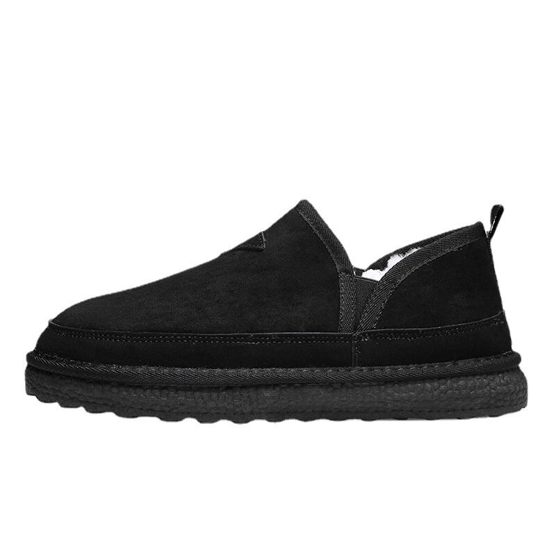Winter Shoes for Men Plus Fur Thicken Keeping Warm Cotton Boots Slip-On Soft Soled Anti-Skid Shoes Men Driving Shoes