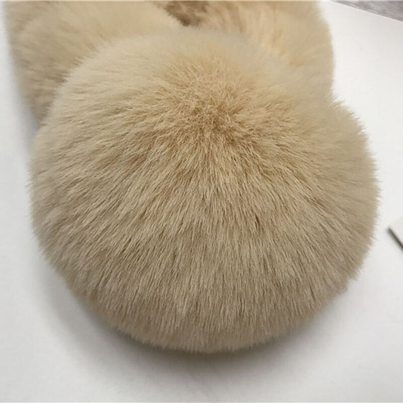 New Winter Faux Rabbit Fur Collar Scarf Cute Two Fur Balls Neck Warmer Soft Fluffy Scarves Solid Color Cross Neckerchief