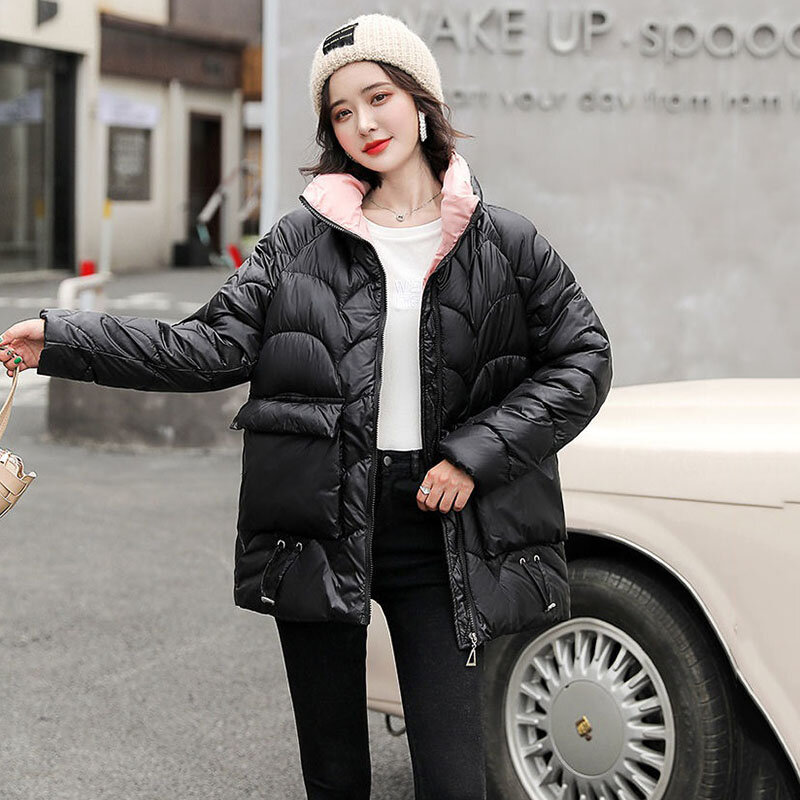 الخريف الشتاء باركر معطف Acket النساء متوسطة طويلة النسخة الكورية فضفاض الترفيه الدفء الإناث رقيقة أسفل سترة قطن القمم