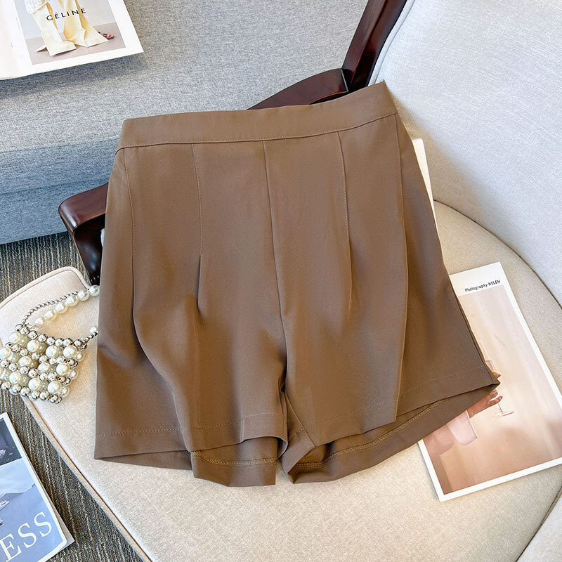 Pantalones cortos de algodón para mujer, Shorts de talla grande, color caqui, negro, pierna ancha, 3XL, 4XL, 5XL, 6XL, 7XL, 2022